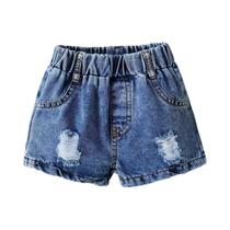 Shorts De Denim Para Bebês Meninos E Meninas De 0 a 3 Anos Verão Com Ajuste Elástico Perfurado