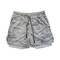 Shorts De Fitness Masculino, Secagem Rápida, Respirável, Camada Dupla, Cintura Elástica, Forro De