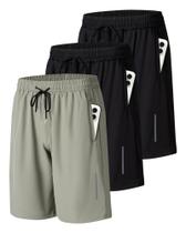 Shorts de ginástica esportiva JWJ para homens com bolsos com zíper