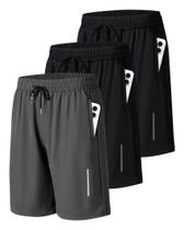 Shorts de ginástica esportiva JWJ para homens com bolsos com zíper