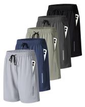 Shorts de ginástica esportiva JWJ para homens com bolsos com zíper