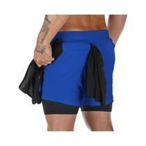 Shorts de Ginástica Masculino 2 em 1 - Secagem Rápida para Treino e Fitness