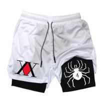 Shorts De Ginástica Masculinos Anime Hunter X Hunter, Respiráveis, De Secagem Rápida, Dupla Camada,