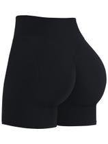 Shorts de ginástica Sunzel sem costura frontal de cintura alta Feminino Preto