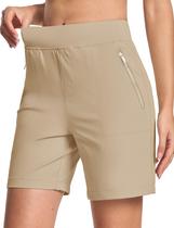 Shorts de golfe MAGCOMSEN 2025 para mulheres com bolsos, cáqui claro