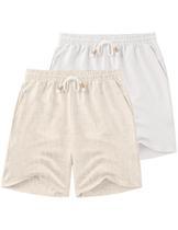 Shorts de linho COOFANDY para homens, cintura elástica, verão e praia Shorts de linho COOFANDY para homens, cintura elástica, verão e praia