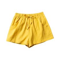 Shorts De Linho Preto De Cintura Alta Para Mulheres, Casuais, Para Academia E Atividades Esportivas