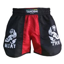Shorts de Luta Vermelho Kan Tanoshi estampado para Muaythai Sanda Kickboxing