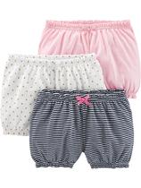 Shorts de malha Simple Joys da Carter's Girls, 0-3 meses, pacote com 3 Shorts de malha Simple Joys da Carter's Girls, 0-3 meses, pacote com 3