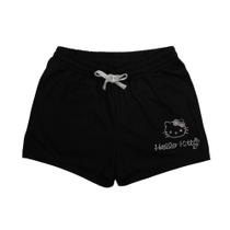 Shorts de moletom Bioworld Hello Kitty Rhinestone pretos para mulheres