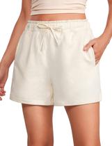 Shorts de Moletom CRZ YOGA em Algodão com Cordão e Bolsos Branco G