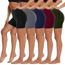 Shorts de motociclista HIGHDAYS, pacote com 5, femininos, cintura alta, ioga