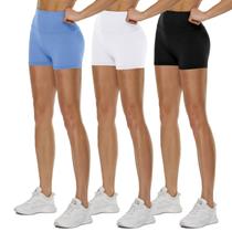 Shorts de motociclista QGGQDD de cintura alta 3/5/8 pretos para mulheres, pacote com 3