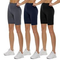 Shorts de motociclista QGGQDD de cintura alta, pacote 3/5/8 para mulheres, pretos