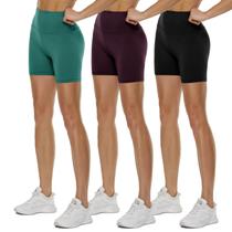 Shorts de motociclista QGGQDD de cintura alta, pacote com 3, para mulheres, pretos