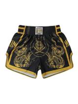 Shorts de Muay Thai BEAUDRM masculinos com cintura elástica gráfica preta