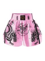 Shorts de Muay Thai BEAUDRM masculinos estampados com cintura elástica rosa