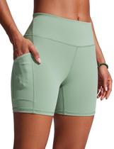 Shorts de natação CRZ YOGA femininos de cintura alta, verdes, GG