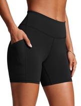 Shorts de natação CRZ YOGA para mulheres de cintura alta pretos