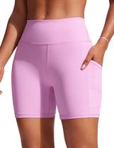 Shorts de natação CRZ YOGA Vita rosa de cintura alta 6" para mulheres