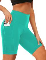 Shorts de natação femininos Buauty, shorts de cintura alta com bolsos UPF50+, shorts de praia de secagem rápida, verde-menta, 3GG