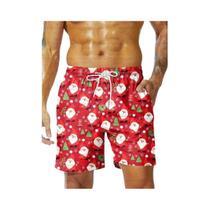 Shorts De Natação Masculinos Com Estampa De Floco De Neve Vermelho E Branco, Secagem Rápida, Moda De