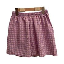 Shorts De Pijama De Algodão Xadrez Para Mulheres, Confortáveis E Soltos Para O Verão