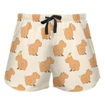 Shorts de pijama JHKKU com estampa de capivara fofa para mulheres com bolsos
