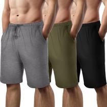 Shorts de pijama masculinos, pacote com 3 pijamas Bunnycool e bolsos
