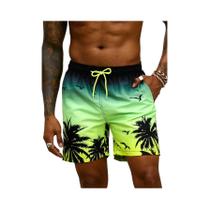 Shorts De Praia Masculinos Com Estampa Gradiente De Plumas, Coloridos, Casuais De Verão, Soltos,