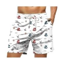 Shorts De Praia Masculinos De Secagem Rápida Com Estampa 3D, Estilo Havaiano, Com Cordão Para Surf E