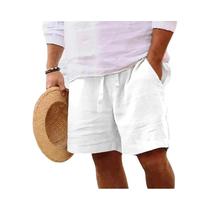 Shorts De Praia Masculinos Leves Em Algodão E Linho, Cor Sólida, Tamanhos Grandes, Moda De Rua S-3XL
