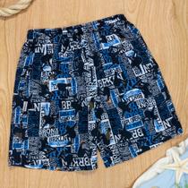 Shorts de Praia Skatista Marinho para Meninos Estilo Surf