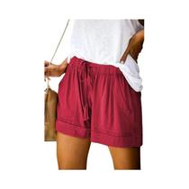 Shorts De Seda Com Renda De Cintura Alta Para Mulheres, Confortáveis E Casuais, Calças De Perna