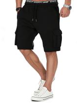 Shorts de suor cargo Drantren para homens com cintura elástica preta