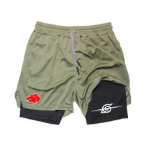 Shorts De Treino Masculinos De Secagem Rápida Com Dupla Camada, Estilo Anime Hip-Hop, Multiuso Para