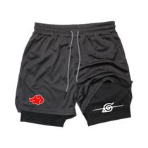 Shorts De Treino Masculinos De Secagem Rápida Com Dupla Camada, Estilo Anime Hip-Hop, Multiuso Para