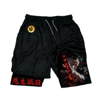 Shorts De Verão De Dupla Camada Com Estampa De Demon Slayer Para Homens E Mulheres, Soltos E