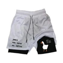 Shorts De Verão Masculinos Com Estampa De Pato Em Desenho Animado, Secagem Rápida, Camada Dupla, Shorts De Verão Masculinos Com Estampa De Pato Em Desenho Animado, Secagem Rápida, Camada Dupla,