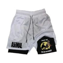 Shorts De Verão Masculinos Com Estampa De Pato Em Desenho Animado, Secagem Rápida, Camada Dupla,