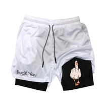 Shorts De Verão Masculinos Com Estampa De Pato Em Desenho Animado, Secagem Rápida, Camada Dupla, Shorts De Verão Masculinos Com Estampa De Pato Em Desenho Animado, Secagem Rápida, Camada Dupla,