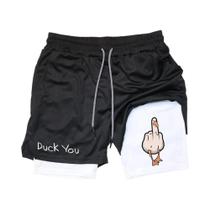 Shorts De Verão Masculinos Com Estampa De Pato Em Desenho Animado, Secagem Rápida, Camada Dupla, Shorts De Verão Masculinos Com Estampa De Pato Em Desenho Animado, Secagem Rápida, Camada Dupla,