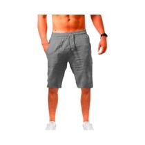 Shorts De Verão Masculinos Leves E Respiráveis Em Cor Sólida Com Cintura Elástica Para Praia E
