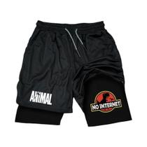Shorts De Verão Para Homens Com Estampa De Pato Em Cartoon, Secagem Rápida, Dupla Camada, Estampa De