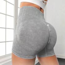 Shorts de Yoga Cintura Alta Sem Costura para Mulheres - Legging Fitness para Levantar o Bumbum