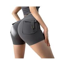 Shorts De Yoga De Cintura Alta Para Mulheres Com Bolso, Leggings De Ginástica Com Efeito Empina