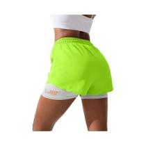 Shorts de Yoga e Corrida de Cintura Alta para Mulheres - Cintura Elástica e Design de Duas Peças