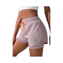 Shorts de Yoga e Corrida de Cintura Alta para Mulheres - Cintura Elástica e Design de Duas Peças