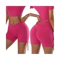 Shorts De Yoga Esportivos De Cintura Alta Em Forma De V, Comprimento Ajustável, Ajuste Slim, Alças Shorts De Yoga Esportivos De Cintura Alta Em Forma De V, Comprimento Ajustável, Ajuste Slim, Alças