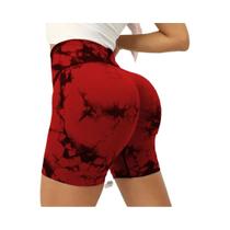 Shorts De Yoga Femininos De Cintura Alta Com Estampa Tie-Dye Sem Costura, Calças De Fitness Para